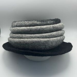 Artisan Hand-Felted Sculptural Wool Hat Layered Coil Design Wearable Art